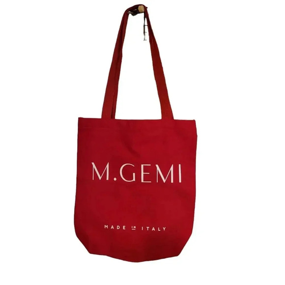 New M Gemi Made In Italy Red Canvas Tote - Picture 1 of 3